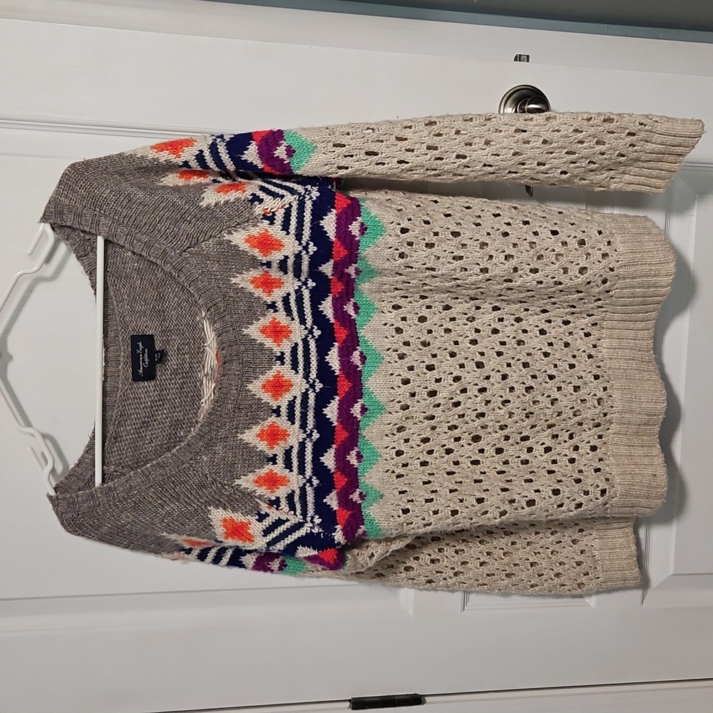 American Eagle Outfitters Multicolor Knit Sweater Wool Blend -  Womens XL